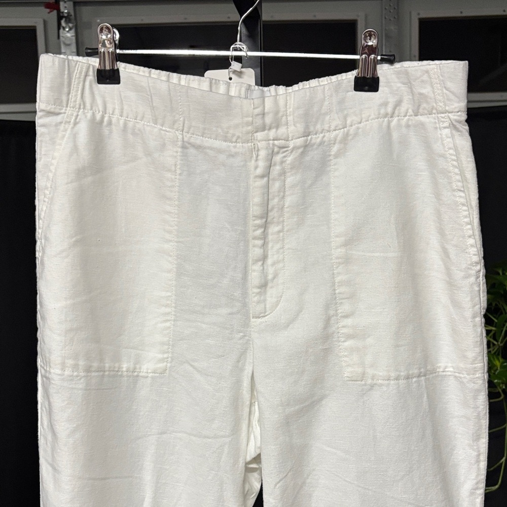 GAP Women's White Wide Leg Linen Pants - Picture 4 of 5